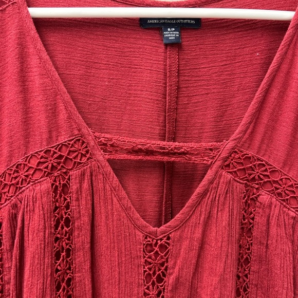 American Eagle Red Long Sleeve Midi Dress - Picture 2 of 5